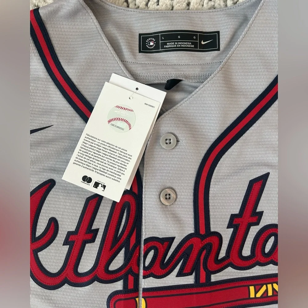 Nike Authentic Atlanta Braves MLB Baseball Gray Jersey Men's Size: L - Picture 4 of 6